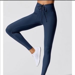 Year of Ours Blue Ribbed High Waist Legging